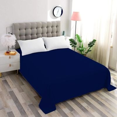 Cotton Home Flat Sheet 100% Cotton 240x260 cm - Navy Blue