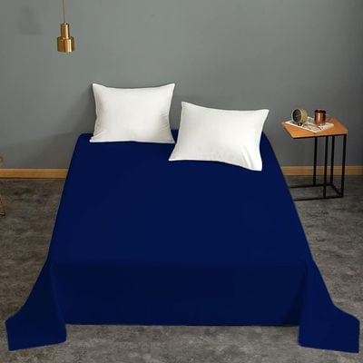 Cotton Home Flat Sheet 100% Cotton 240x260 cm - Navy Blue