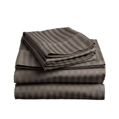 Grey Stripe Duvet Cover King-6pc Set
W-240 x L-260cm, Stripe F/B
1pc Fitted Sheet 200x200 cm Stripe F/B
2pc Pillowcover 50x75+15 Stripe F/B
2pc Pillowcase 50x75+5 Stripe F/B
