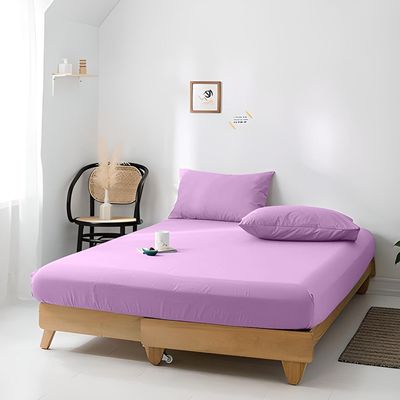 Jersey 1PC Fitted Sheet Purple- 90x190+25,  Jersey 1PC Pillowcase 48x74+ 12cm