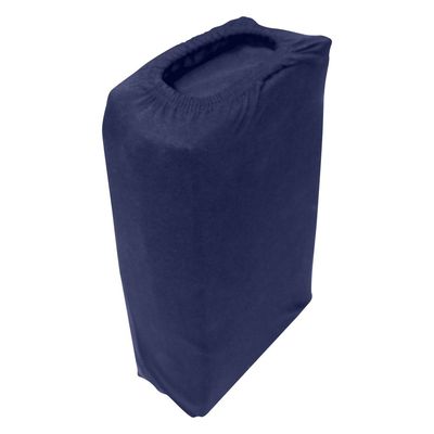  Jersey 1PC Fitted Sheet Navy Blue-200x200+30, 2pc Pillowcase 48x74+12cm