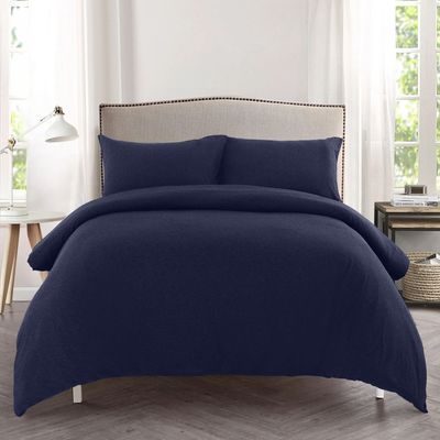 Cotton Home Jersey 1PC Duvet Cover Navy Blue-Cotton Home 160x200, 2pc Pillowcase 48x74+12cm