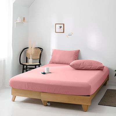 Cotton Home Jersey 1PC Duvet Cover Pink-220x220, 2pc Pillowcase 48x74+12cm