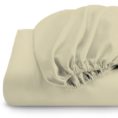 Cotton Home 1Pcs Fitted Sheet Super Soft 120X200+25cm Beige