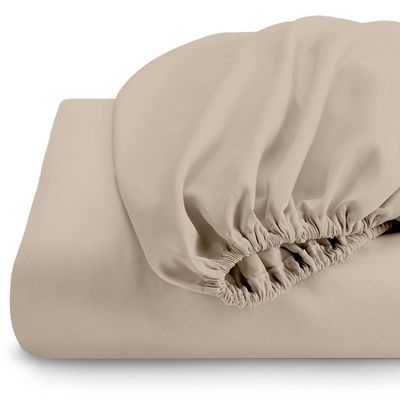 Cotton Home 1pcs fitted sheet Super Soft 200X200+30cm Beige dk