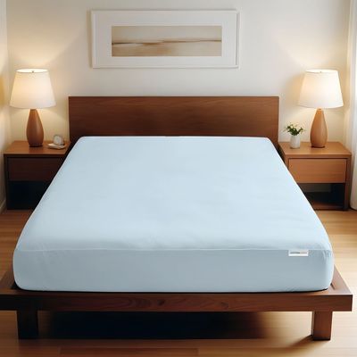 Cotton Home 1pcs fitted sheet Super Soft 200X200+30cm Sky Blue