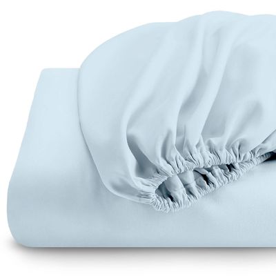 Cotton Home 1pcs fitted sheet Super Soft 200X200+30cm Sky Blue