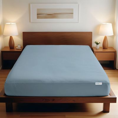 Cotton Home 1pcs fitted sheet Super Soft 200X200+30cm Metallic Blue