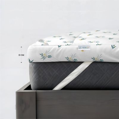 Floral Design Mattress Topper 120X200+7cm with 2 Pillow case
