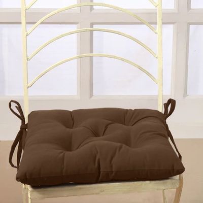 Cotton Home Quilted Chair Pad - Brown 40x40cm