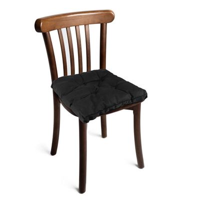 Cotton Home Quilted Chair Pad - Black 40x40cm