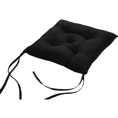 Cotton Home Quilted Chair Pad - Black 40x40cm
