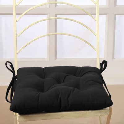 Cotton Home Quilted Chair Pad - Black 40x40cm