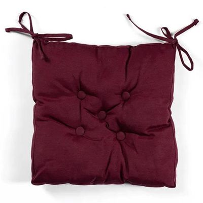 Cotton Home Quilted Chair Pad - Burgundy 40x40cm
