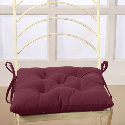 Cotton Home Quilted Chair Pad - Burgundy 40x40cm