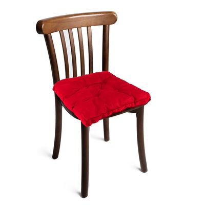 Cotton Home Quilted Chair Pad - Red 40x40cm