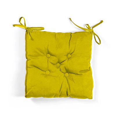 Cotton Home Quilted Chair Pad - Yellow 40x40cm