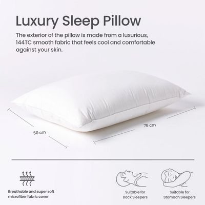 Cotton Home Luxury Sleep Pillow 1pc 50X75cm with Self fabric cord 