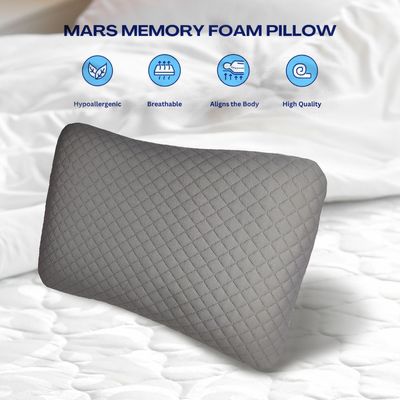 Mars Smooth Memory Foam Pillow- 500 Grey 
