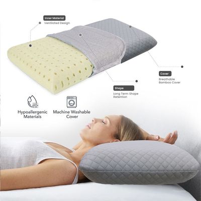 Venus Breathable Memory Foam Pillow- Grey 
