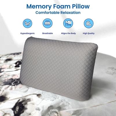 Venus Breathable Memory Foam Pillow- Grey 
