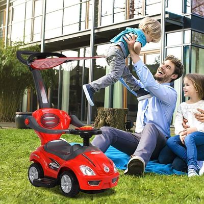 MYTS Canopy  3 in 1 Ride on Push Car with  Sun Visor for  Kids Red
