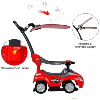 MYTS Canopy  3 in 1 Ride on Push Car with  Sun Visor for  Kids Red