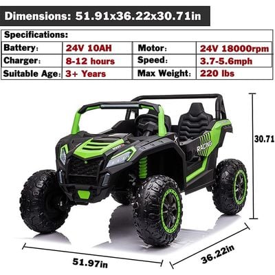 MYTS Dune Buggy 4x4 24V 2 Seater Kids Ride-On Green