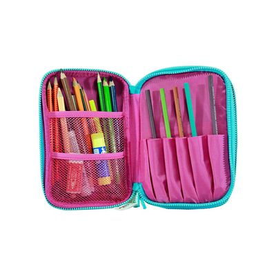 Fancy Double Compartment Pencil Case/Pink