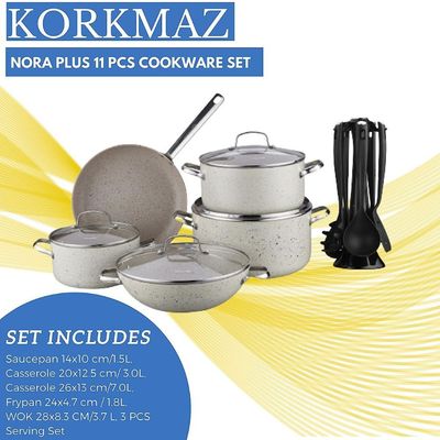 KORKMAZ GRANITA 2XL 15 PCS INDUCTION BASE COOKWARE SET