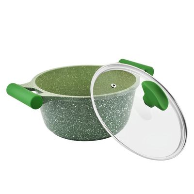 Prestige Essentials Granite 7 Piece NonStick Cast Aluminium Cookware sets | Induction Base | Non Stick Aluminium | Granite Casserole | Granite Fry Pan  Green