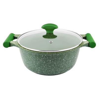 Prestige Essentials Granite 7 Piece NonStick Cast Aluminium Cookware sets | Induction Base | Non Stick Aluminium | Granite Casserole | Granite Fry Pan  Green