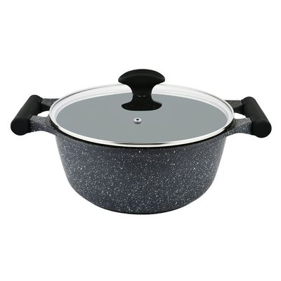 Prestige Essentials Granite 7 Piece NonStick Cast Aluminium Cookware sets | Induction Base | Non Stick Aluminium | Granite Casserole | Granite Fry Pan  Black