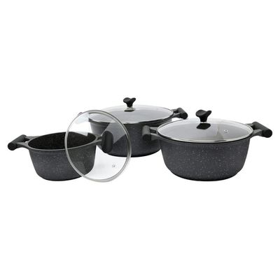 Prestige Essentials Granite NonStick Cookware, 6 Pieces, Black