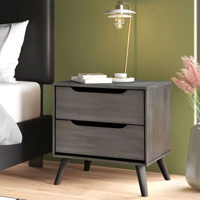 Ashlyn 2 Drawers Nightstand-Grey