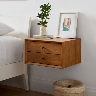 Quinn Mid-Century Wall Mounted Nightstand-Oak