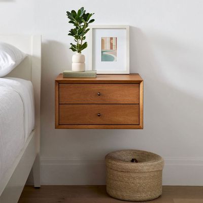 Quinn Mid-Century Wall Mounted Nightstand-Oak