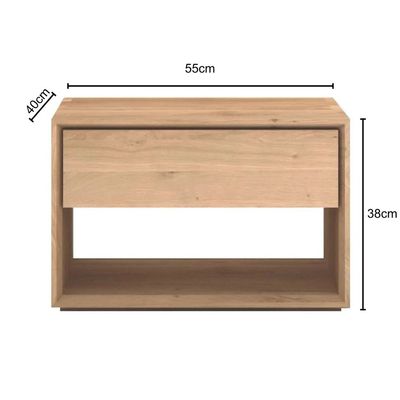 Oak Nordic Modern Nightstand | Minimalist Bedside Table with Drawer | Light Wood Finish | Compact Night Stand for Bedroom | Scandinavian Style Side Table | Sturdy Wooden Frame | Ideal for Storage & Décor