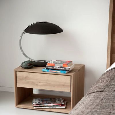 Oak Nordic Modern Nightstand | Minimalist Bedside Table with Drawer | Light Wood Finish | Compact Night Stand for Bedroom | Scandinavian Style Side Table | Sturdy Wooden Frame | Ideal for Storage & Décor