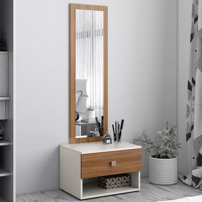 Dimora Dresser with Mirror-White/Brown