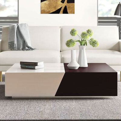 Perseus Extendable Coffee Table-Brown & White