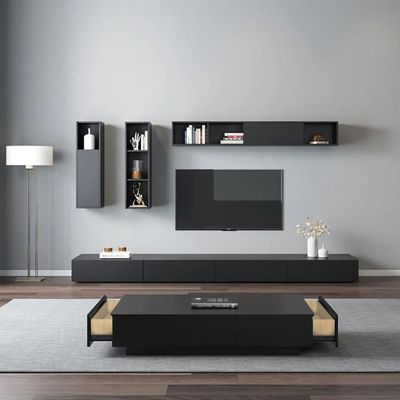 Trinity Modern Coffee Table with 2 Drawers-Black