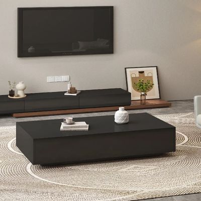 Trinity Modern Coffee Table with 2 Drawers-Black