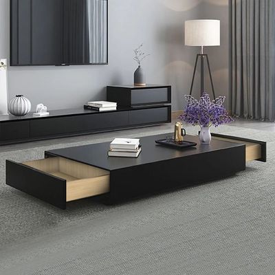 Trinity Modern Coffee Table with 2 Drawers-Black