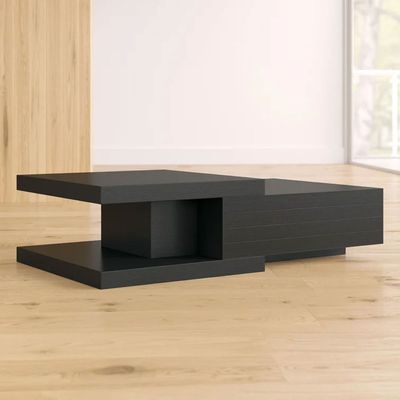 Aleph Block Coffee Table with Storage-Black