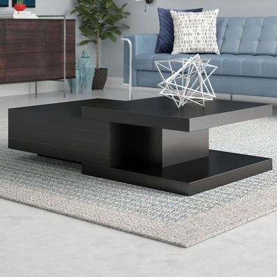 Aleph Block Coffee Table with Storage-Black