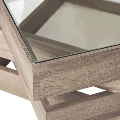 Geometric Wood Coffee Table-Oak