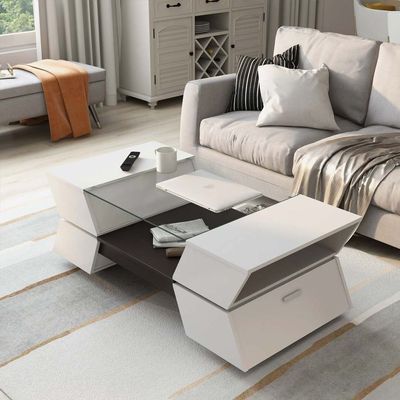 Turner Contemporary Two-tone Multi-storage Coffee Table-White