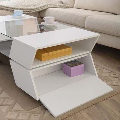 Turner Contemporary Two-tone Multi-storage Coffee Table-White