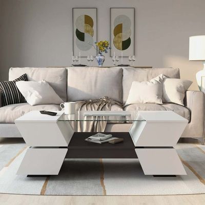 Turner Contemporary Two-tone Multi-storage Coffee Table-White